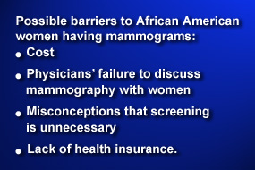 Barriers to mammograms